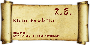Klein Borbála névjegykártya